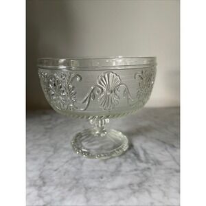 Vintage Indiana Glass Tiara Sandwich Pattern Clear Glass Pedestal Compote Dish